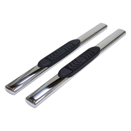 Trailfx A7036S; Step Nerf Bar; With Step Pads 5 Inch Oval Straight Polished Stainless Steel A7036S